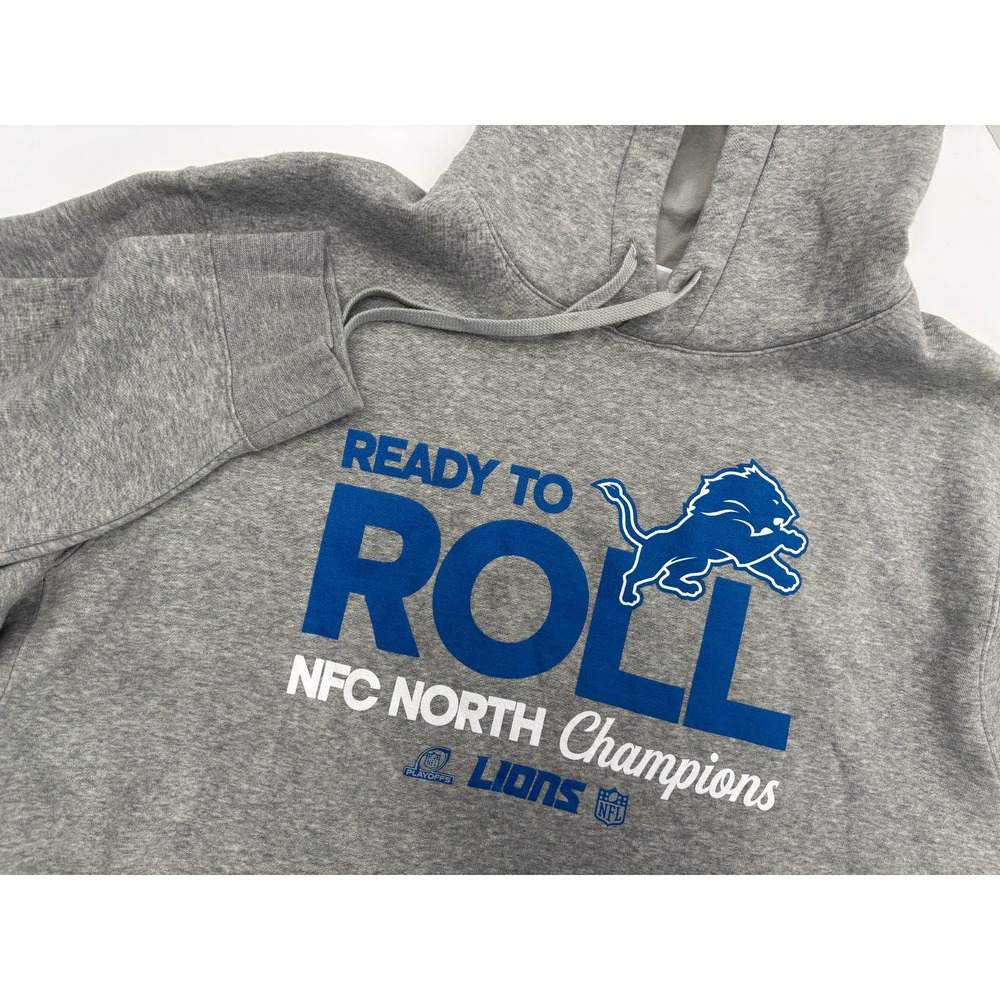 Nike Detroit Lions NFC North Champions Ready To Roll Gray Hoodie Sweatshirt, XXL - Picture 7 of 8